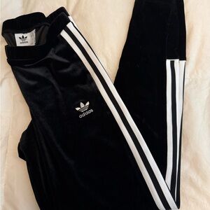 Adidas Velvet Black Track Pants Leggings Size Medium